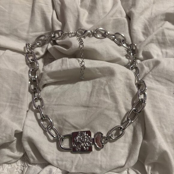 Free People Jewelry - Free People Silver Padlock & Key Chunky Statement Necklace